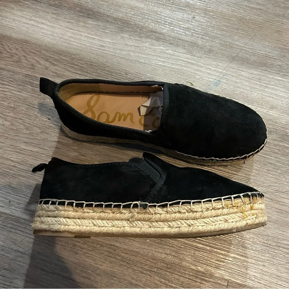 Sam Edelman Black Suede Platform Espadrilles
